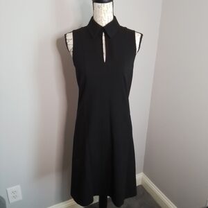 MaxMara Gnomi Black Midi Dress Classic Button Collar Keyhole - S